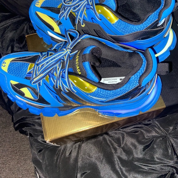 Balenciaga Track LED Lace-Up Sneakers Blue/Yellow Men’s size EU 42 US 9 - Picture 3 of 8